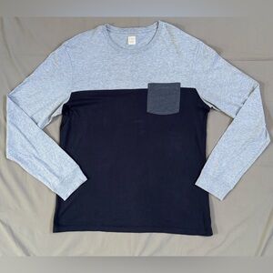 J. Crew Light Gray and Black Long Sleeve Tee
